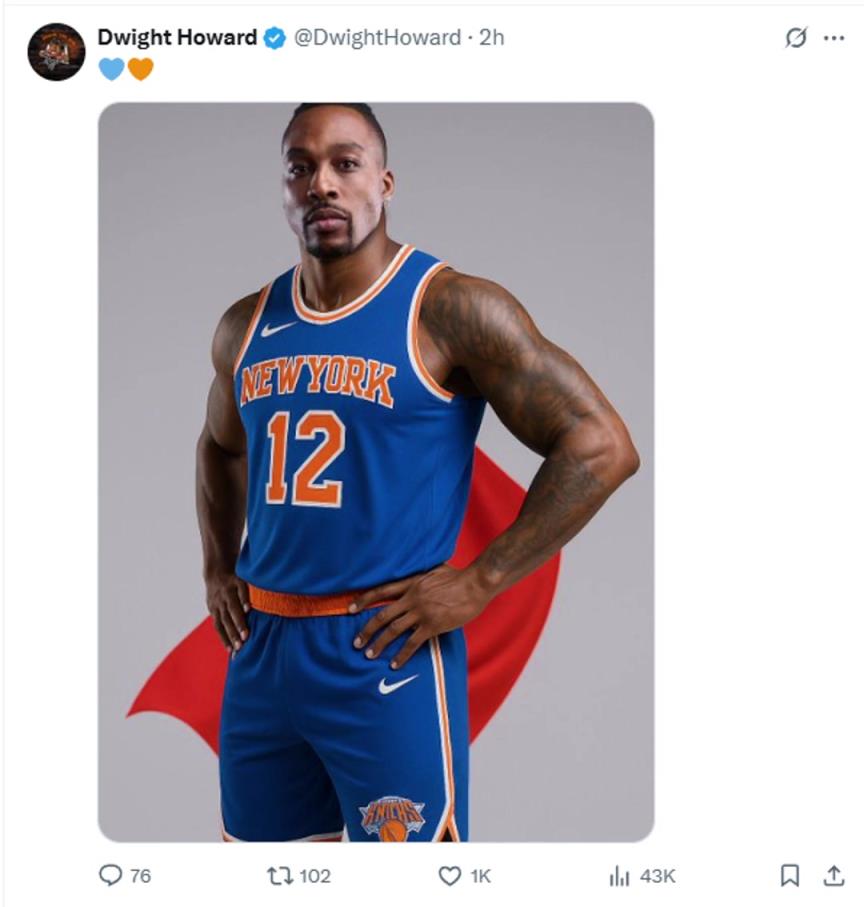 難道說？尼克斯步行者G4賽后 霍華德發(fā)推身披尼克斯戰(zhàn)袍